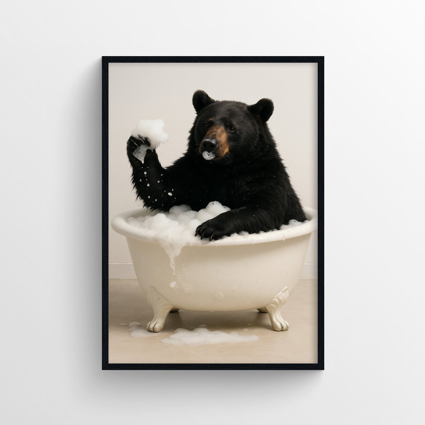 Black Bear Animal Bathroom Tub Poster