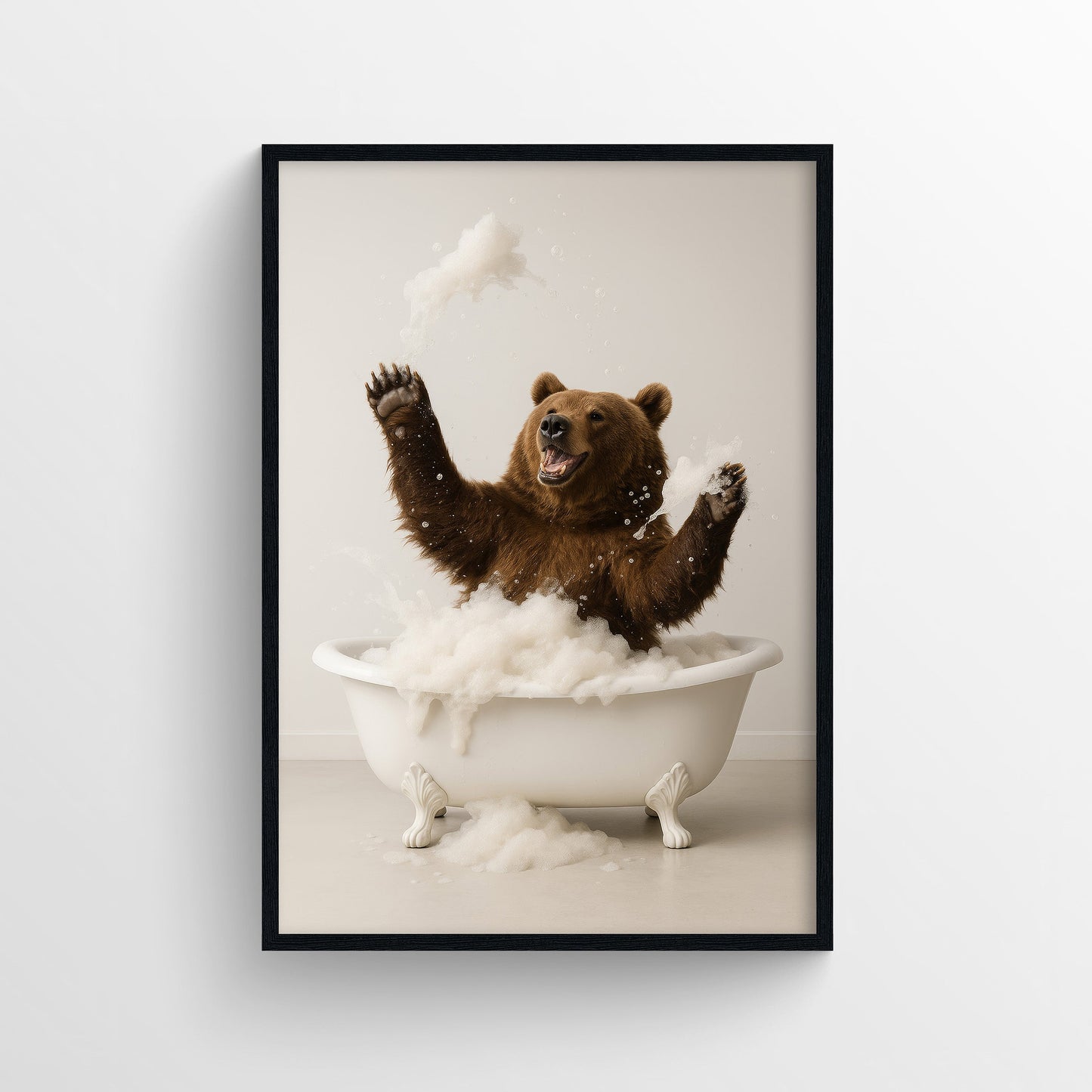 Brown Bear Animal Bathroom Tub Poster