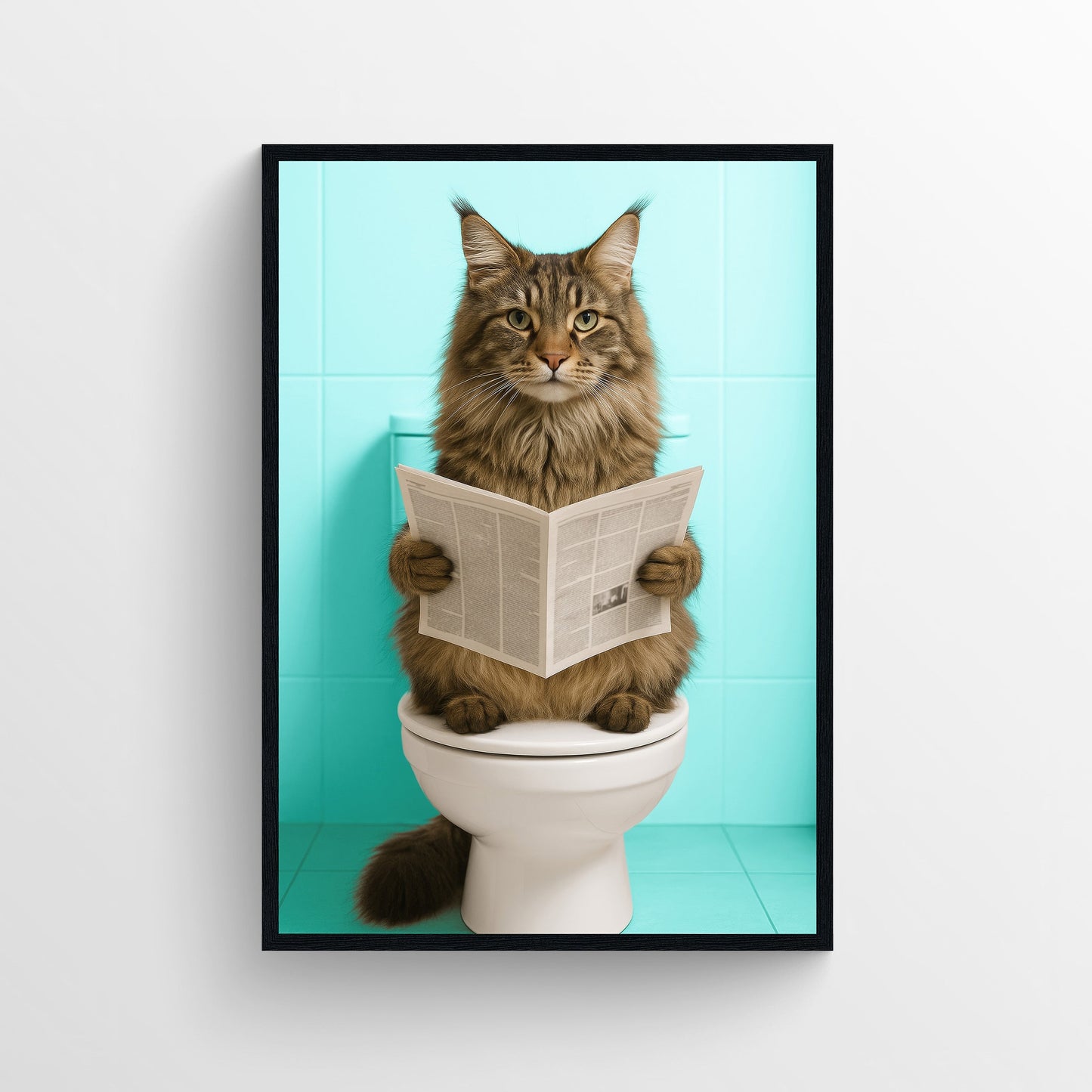 Cat - Maine Coon Animal Bathroom Toilet Poster