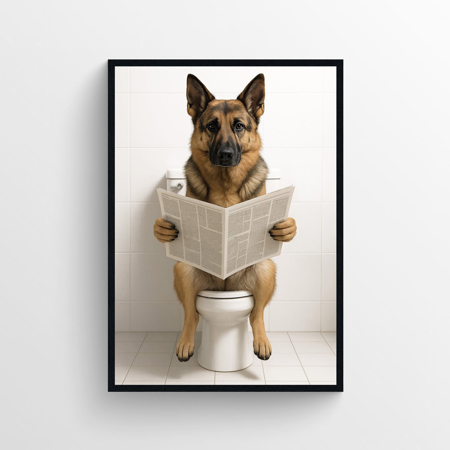 Dog - German Shepherd Animal Bathroom Toilet Poster