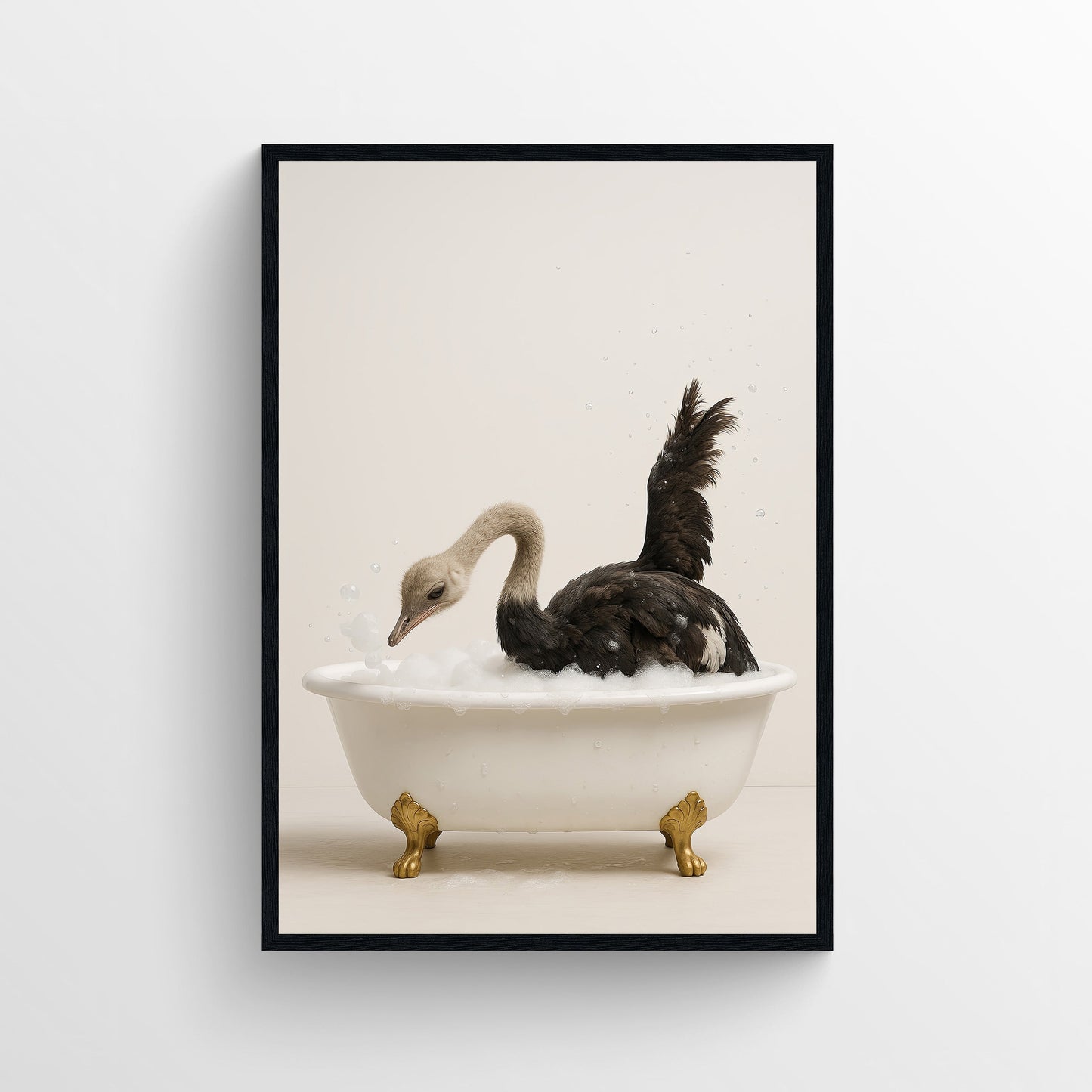 Ostrich Animal Bathroom Tub Poster