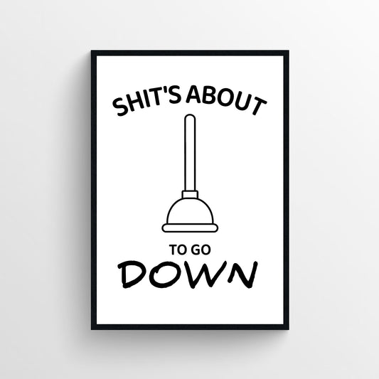 About To Go Down Bathroom Poster