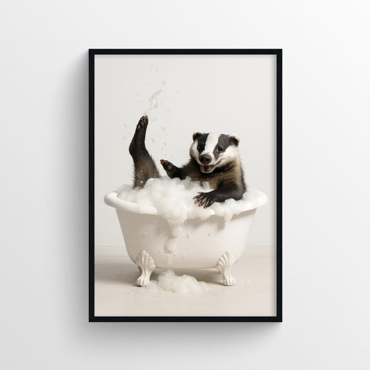 Badger Animal Bathroom Tub Poster