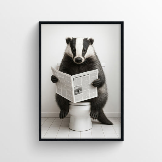 Badger Animal Bathroom Toilet Poster