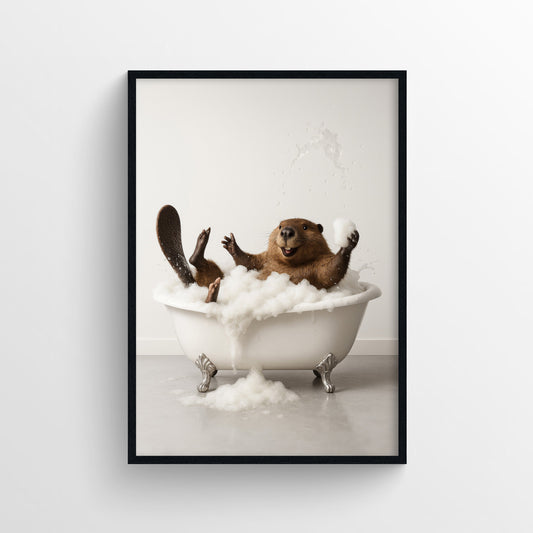 Beaver Animal Bathroom Tub Poster