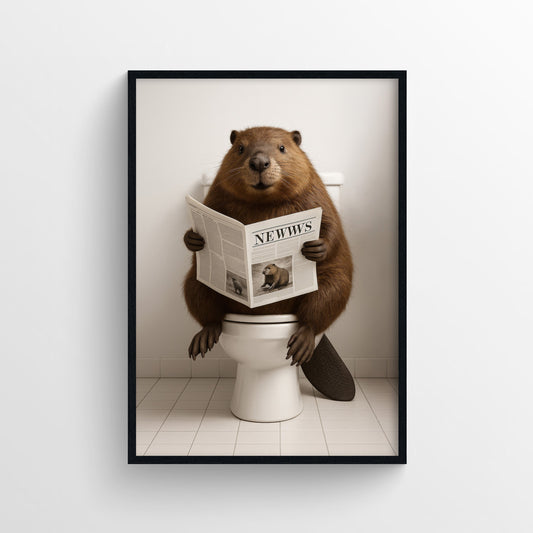 Beaver Animal Bathroom Toilet Poster