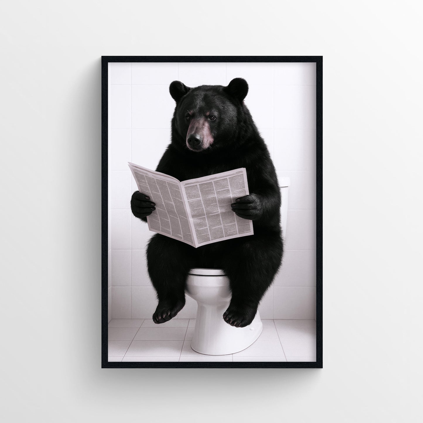 Black Bear Animal Bathroom Toilet Poster
