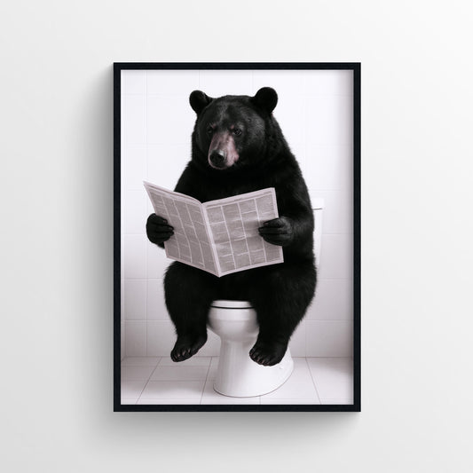Black Bear Animal Bathroom Toilet Poster