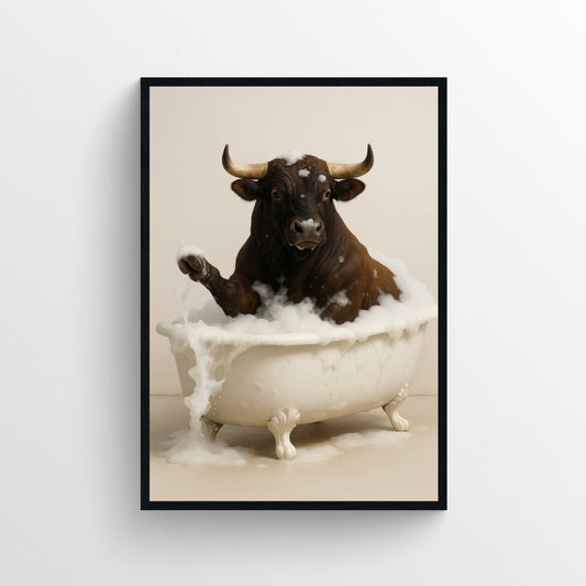 Bull Animal Bathroom Tub Poster