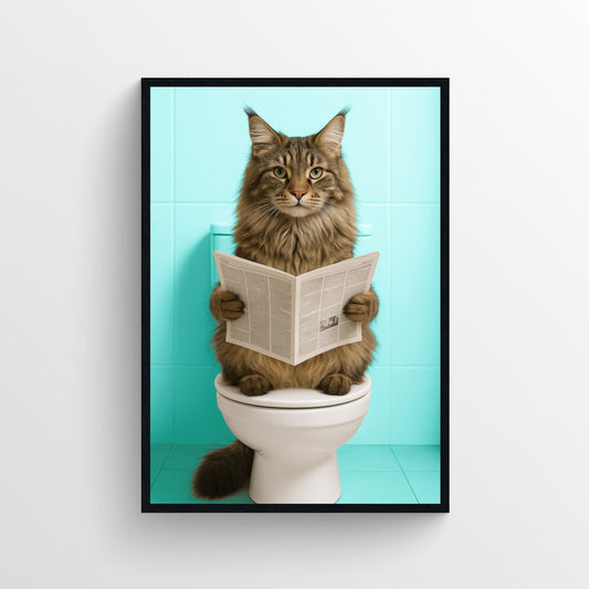 Cat - Maine Coon Animal Bathroom Toilet Poster