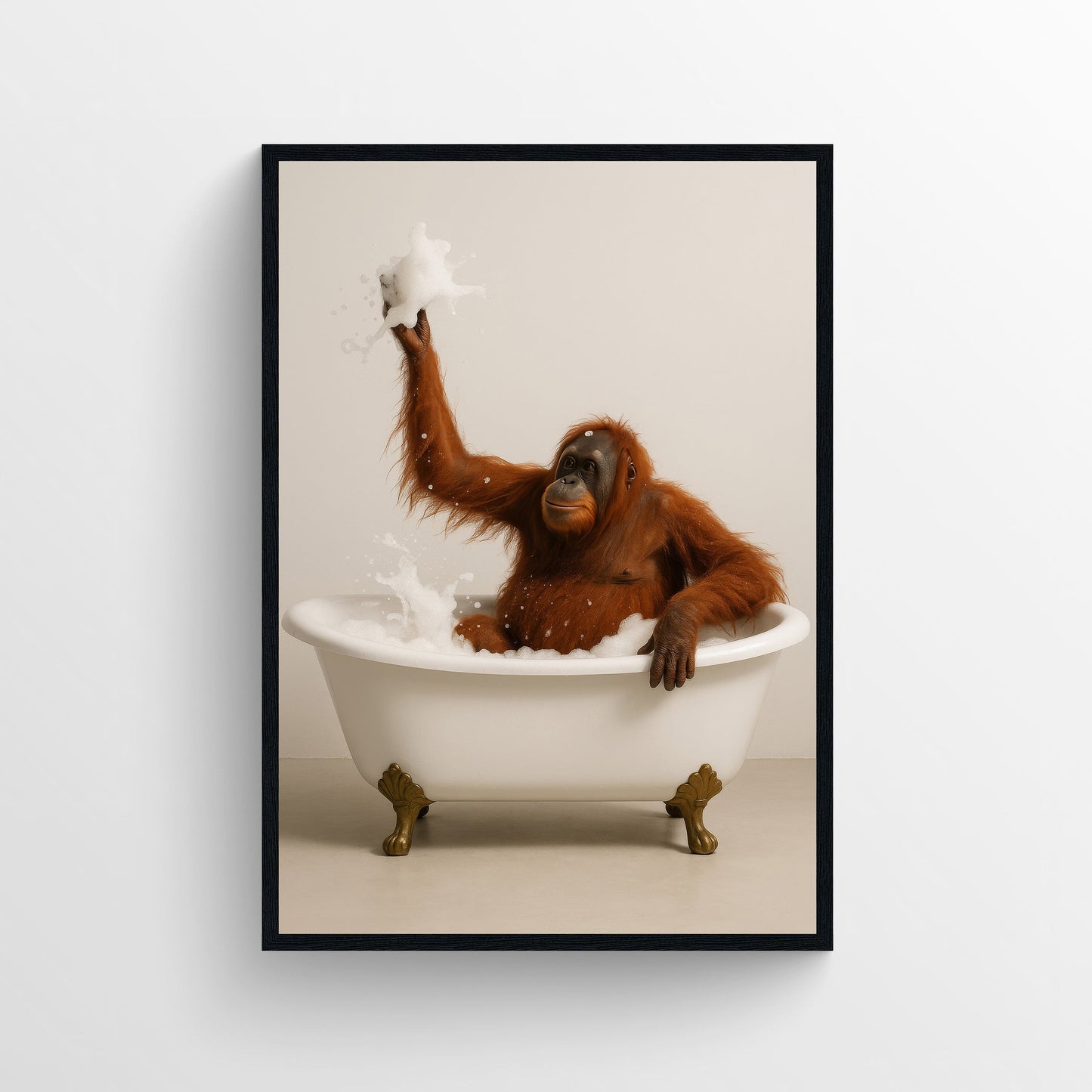 Chimpanzee Animal Bathroom Tub Poster