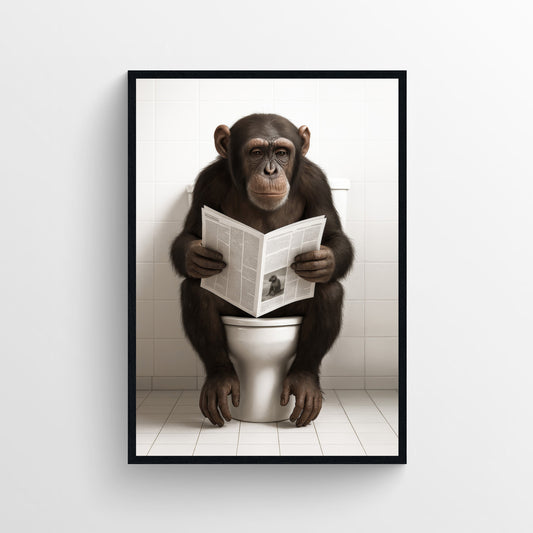 Chimpanzee Animal Bathroom Toilet Poster