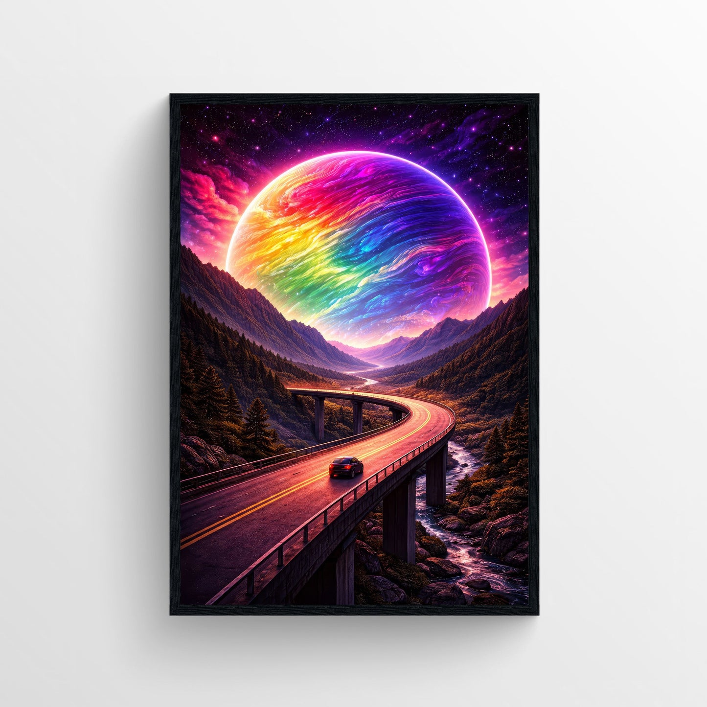 Cosmic Overpass Trippy Poster