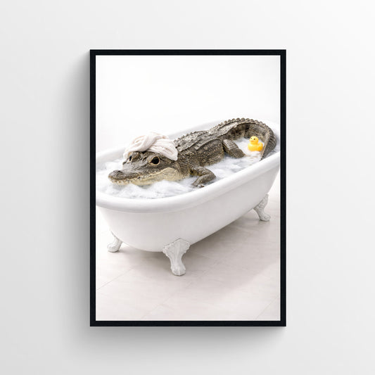 Crocodile Animal Bathroom Tub Poster