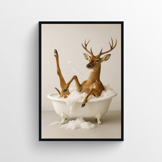Deer Animal Bathroom Tub Poster