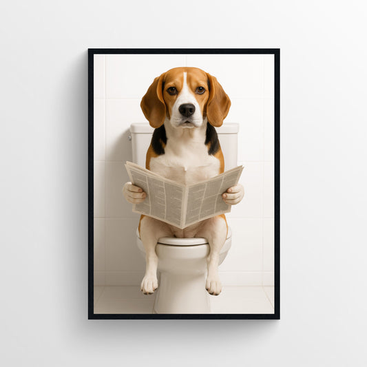 Dog - Beagle Animal Bathroom Toilet Poster