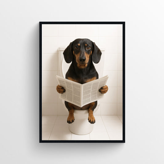 Dog - Dachshund Animal Bathroom Toilet Poster
