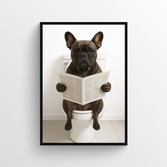 Dog - French Bulldog Animal Bathroom Toilet Poster