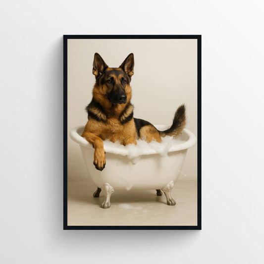 Dog - German Shepherd Animal Bathroom Tub Poster