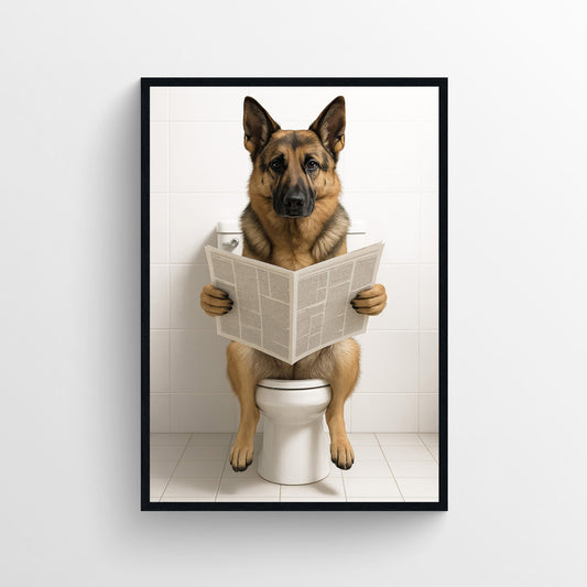 Dog - German Shepherd Animal Bathroom Toilet Poster
