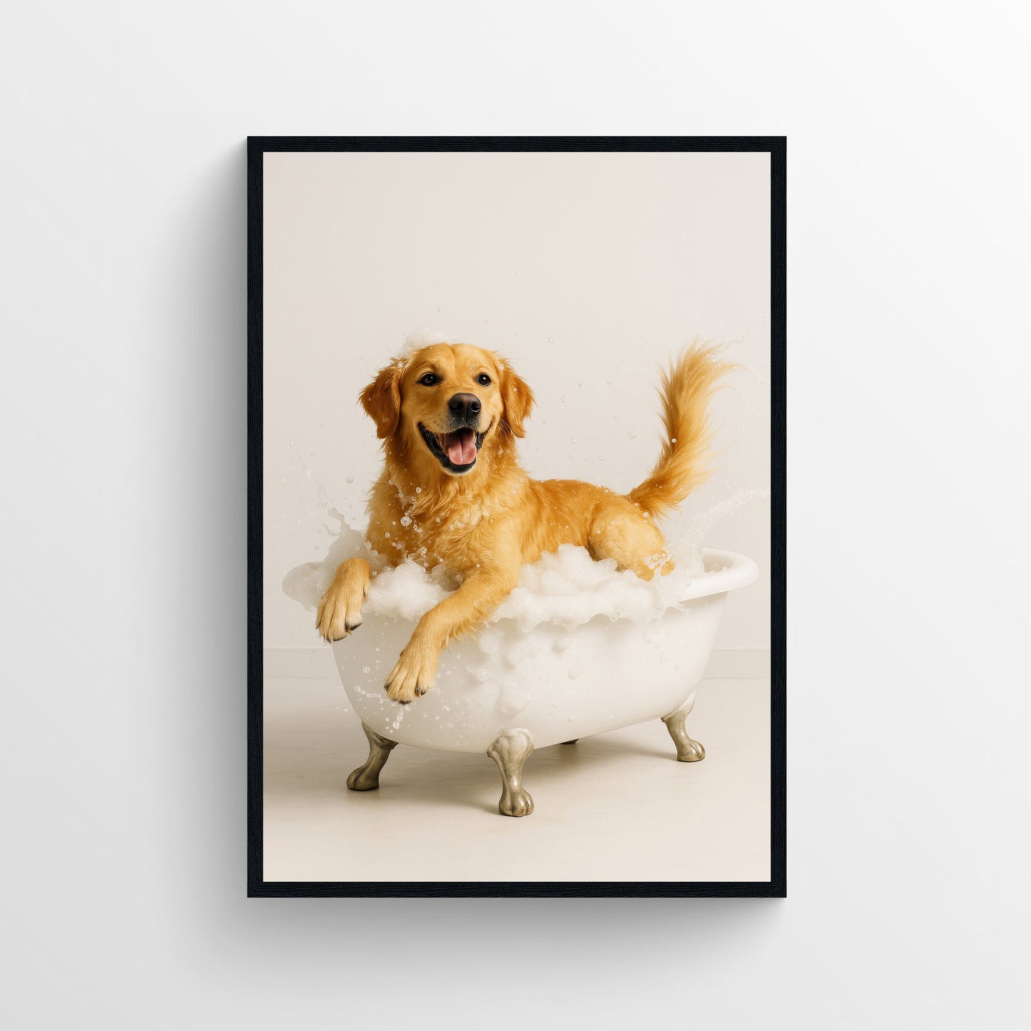 Dog - Golden Retriever Animal Bathroom Tub Poster