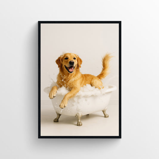 Dog - Golden Retriever Animal Bathroom Tub Poster