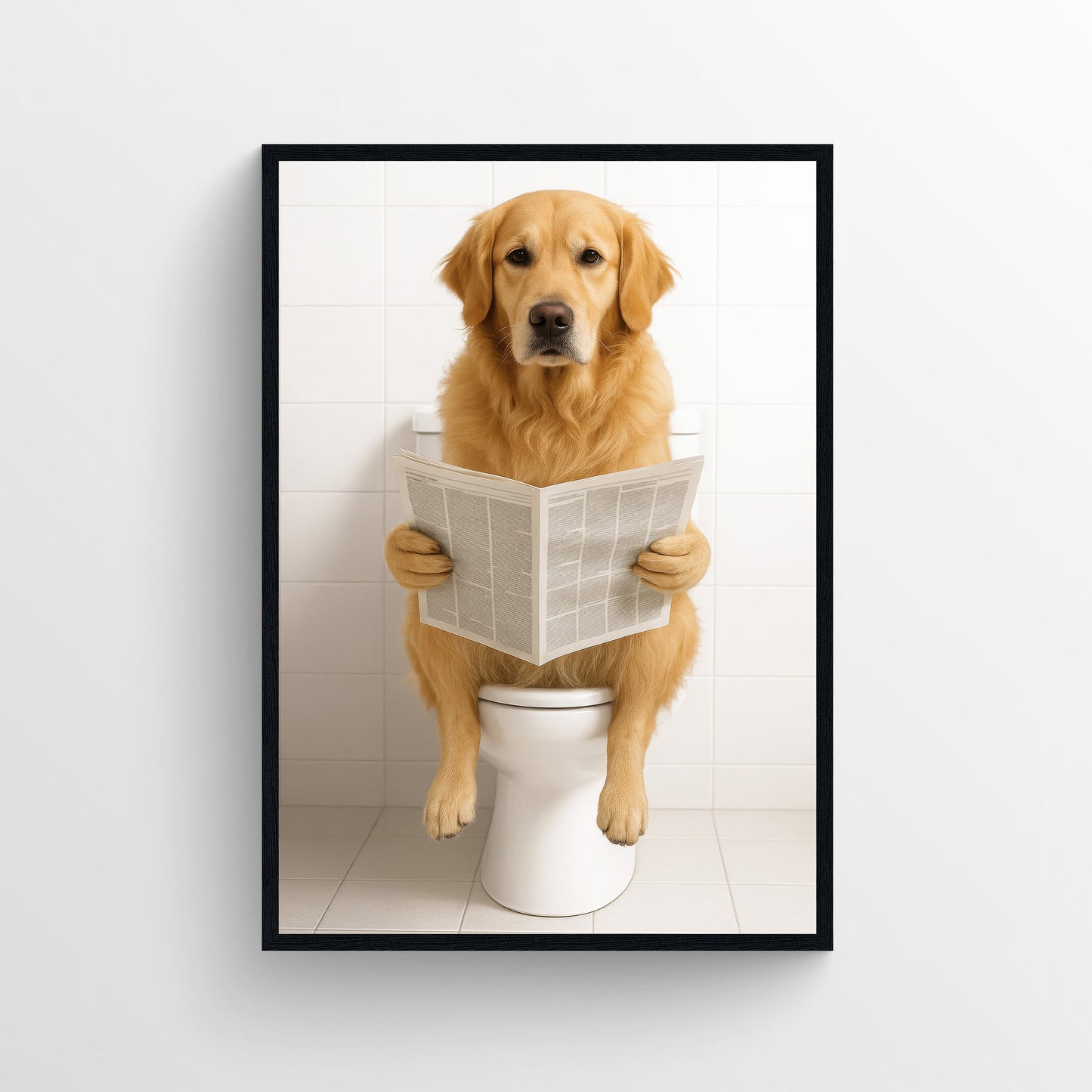 Dog - Golden Retriever Animal Bathroom Toilet Poster