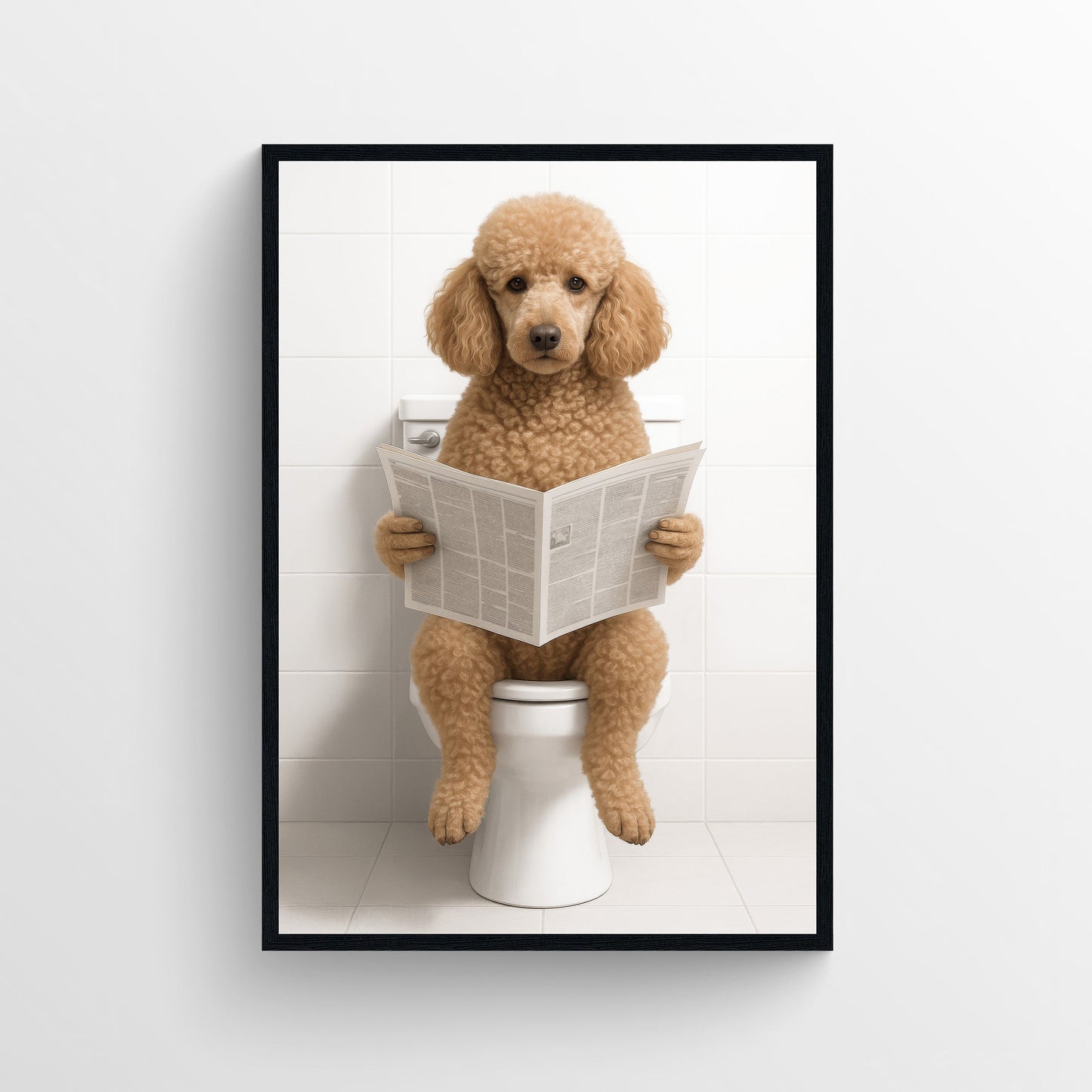 Dog - Poodle Animal Bathroom Toilet Poster