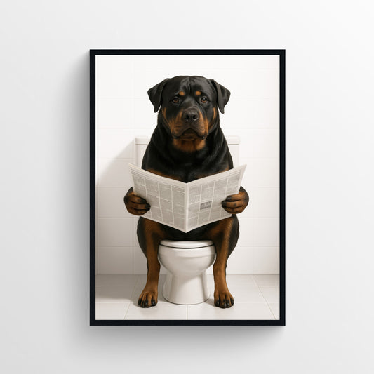 Dog - Rottweiler Animal Bathroom Toilet Poster