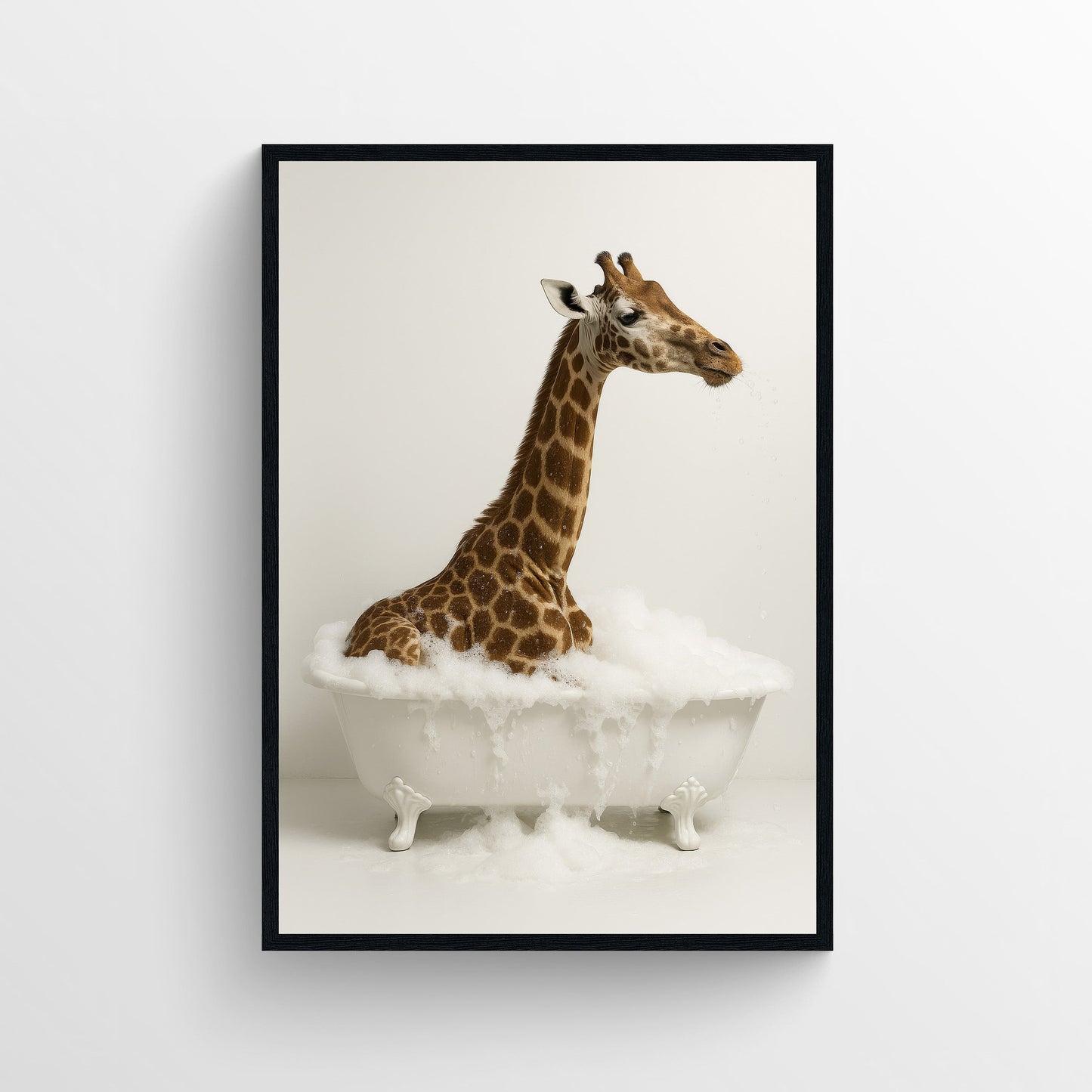 Giraffe Animal Bathroom Tub Poster
