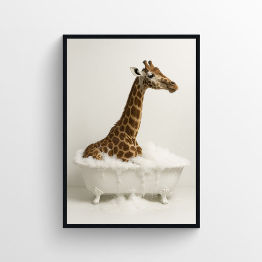 Giraffe Animal Bathroom Tub Poster