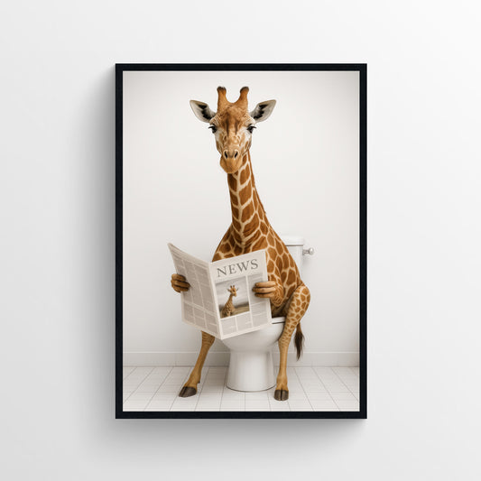 Giraffe Animal Bathroom Toilet Poster
