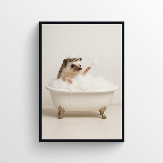 Hedgehog Animal Bathroom Tub Poster