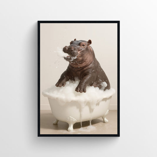 Hippo Animal Bathroom Tub Poster