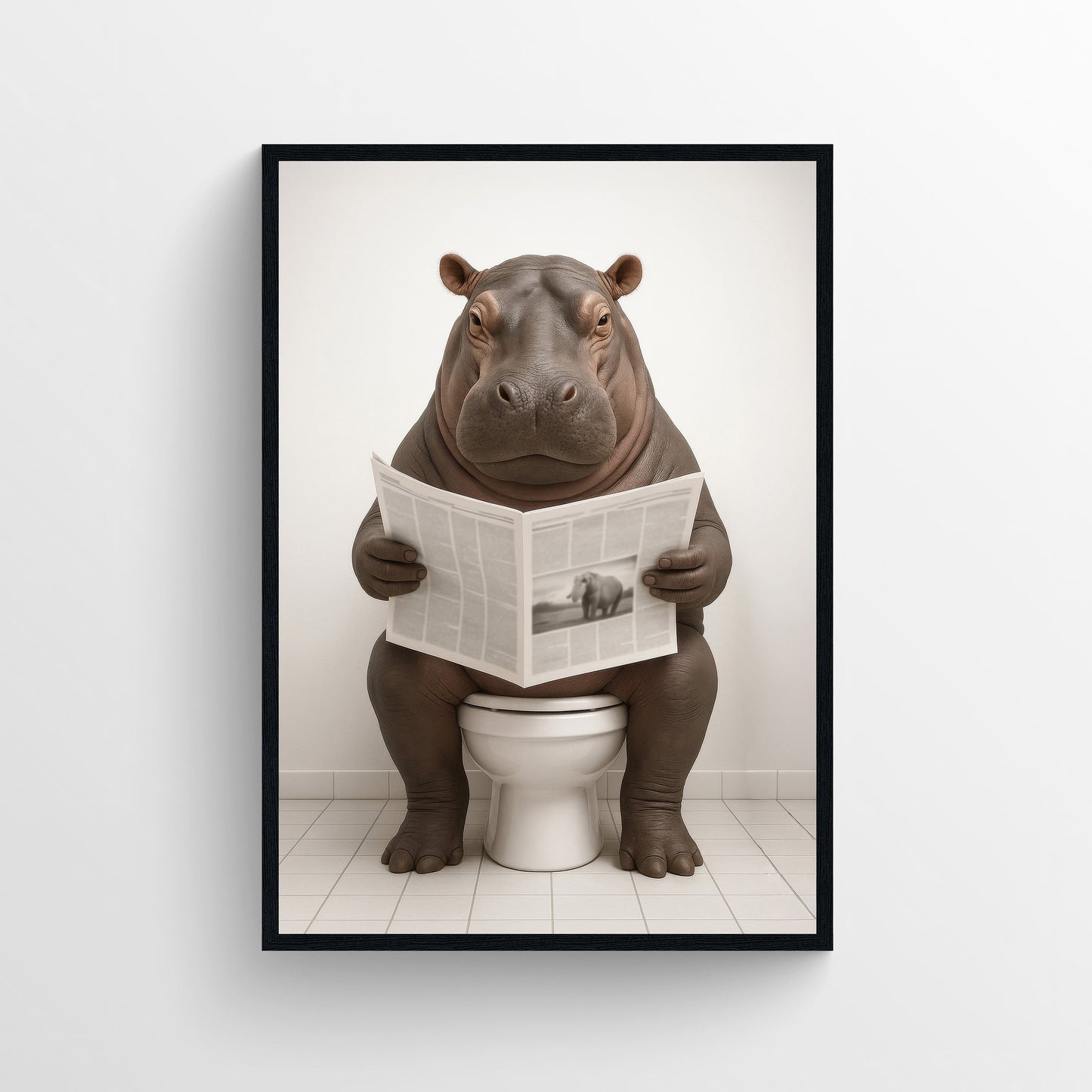 Hippo Animal Bathroom Toilet Poster