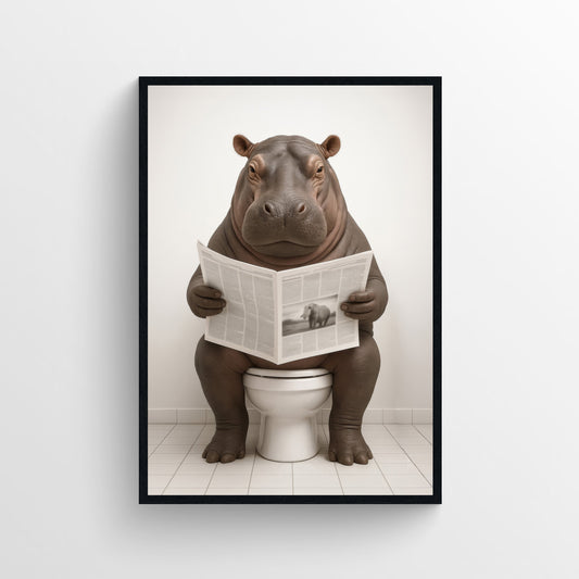 Hippo Animal Bathroom Toilet Poster