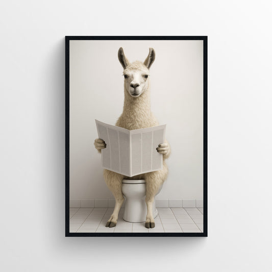 Llama Animal Bathroom Toilet Poster