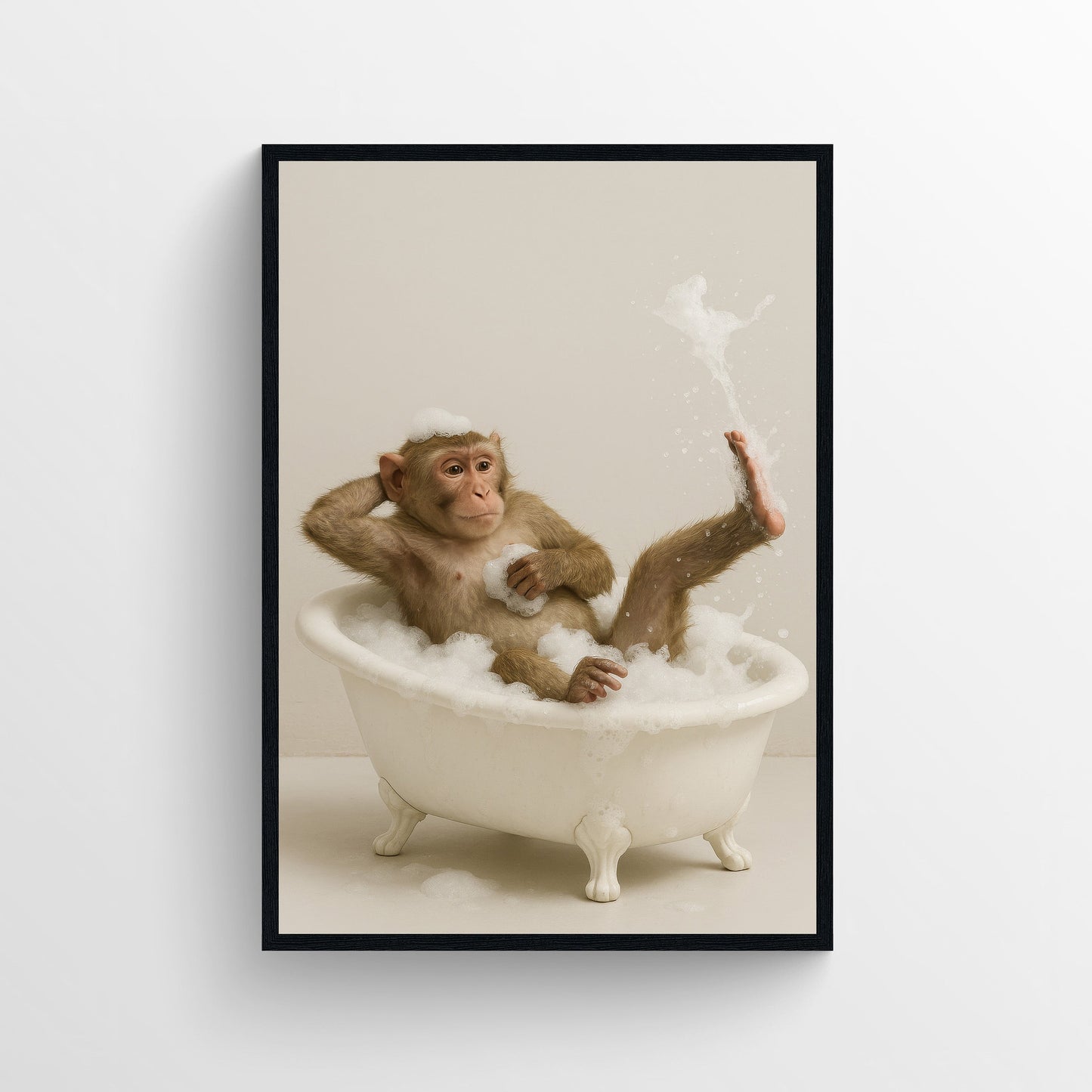 Monkey Animal Bathroom Tub Poster