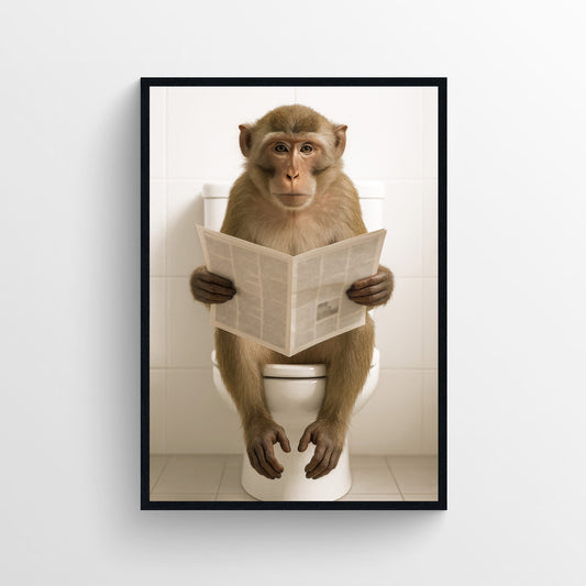 Monkey Animal Bathroom Toilet Poster