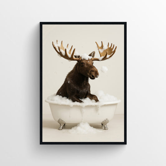 Moose Animal Bathroom Tub Poster