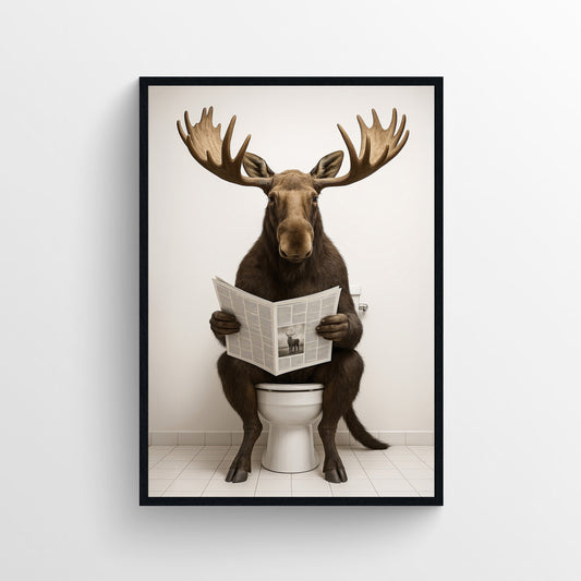 Moose Animal Bathroom Toilet Poster