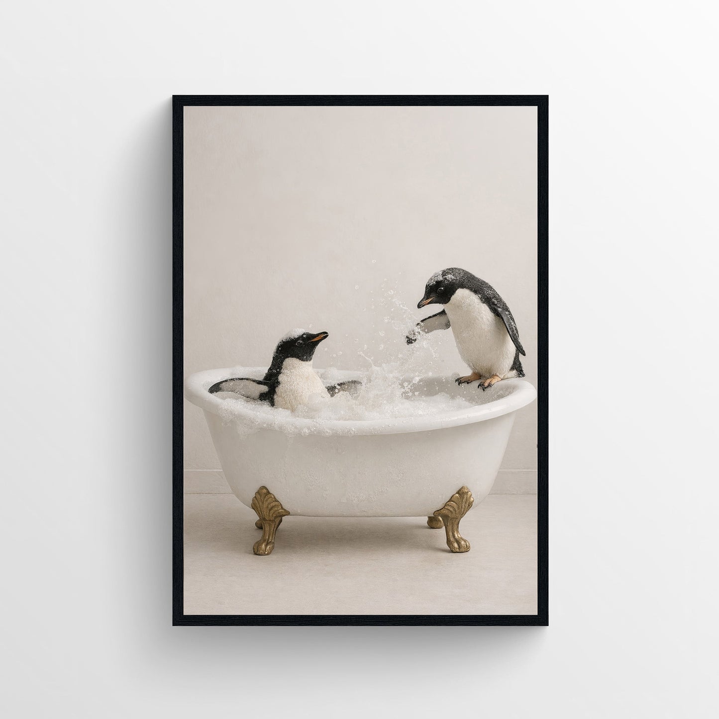 Penguin Animal Bathroom Tub Poster
