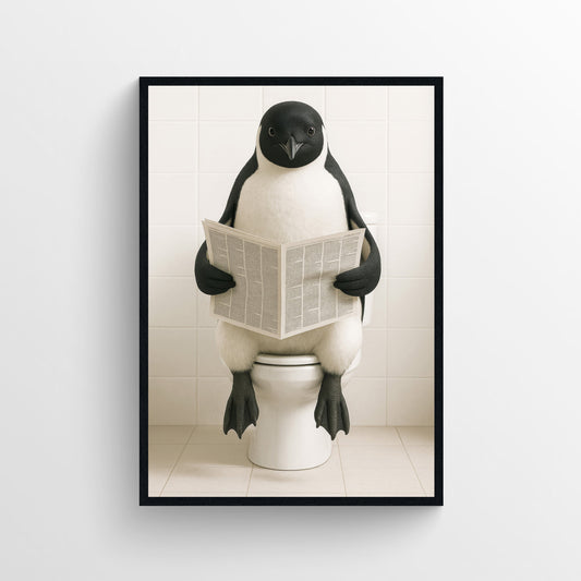 Penguin Animal Bathroom Toilet Poster