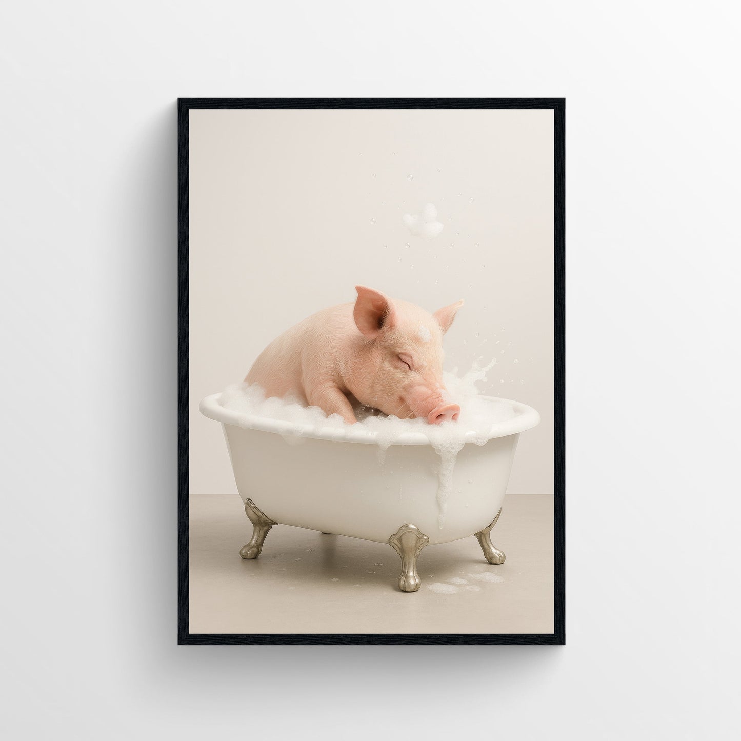 Pig Animal Bathroom Tub Poster