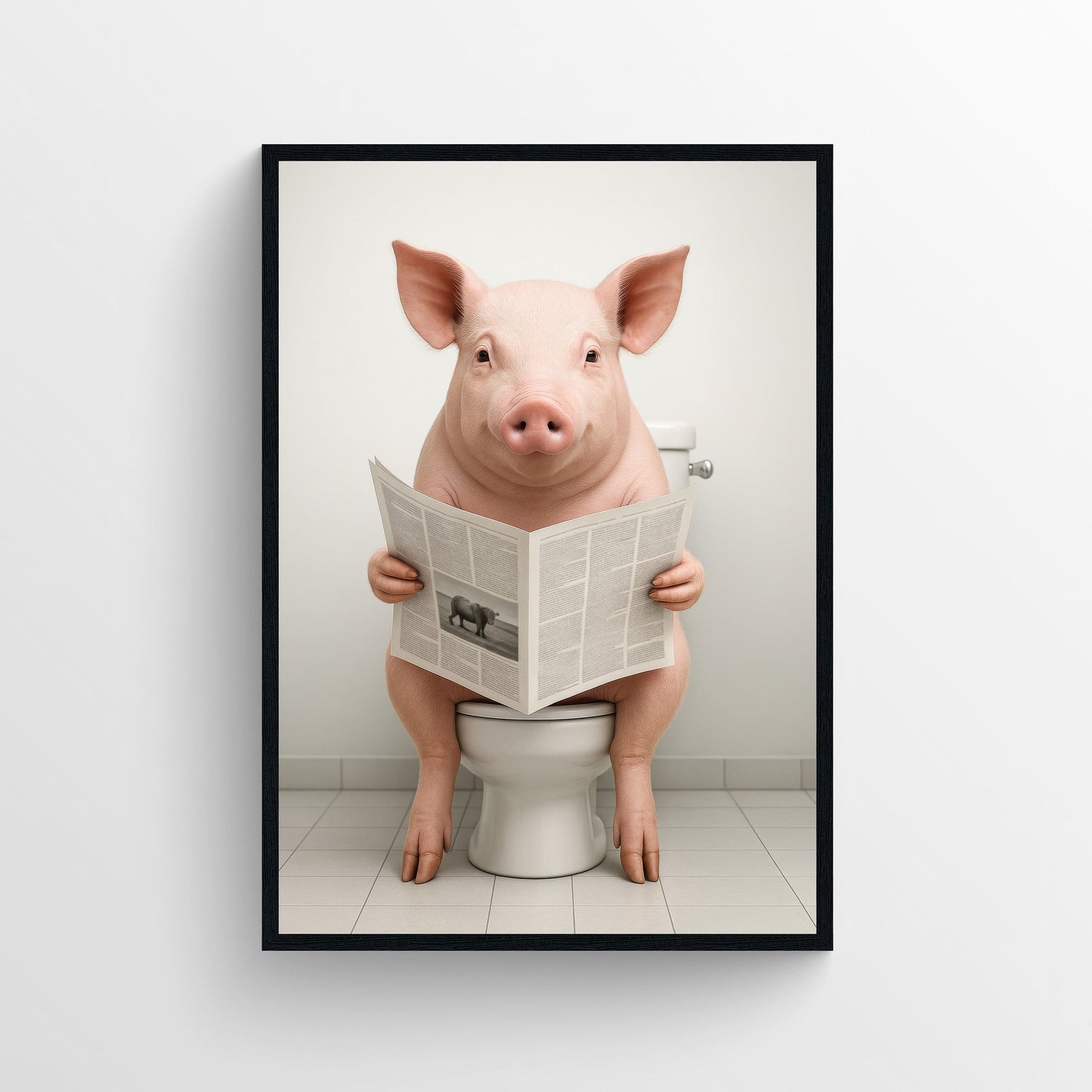Pig Animal Bathroom Toilet Poster