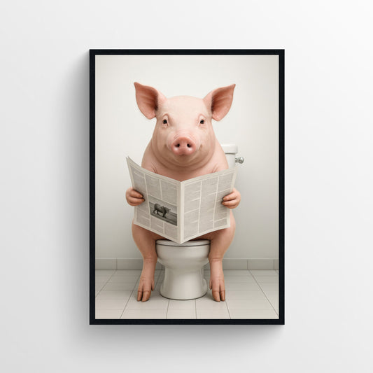Pig Animal Bathroom Toilet Poster