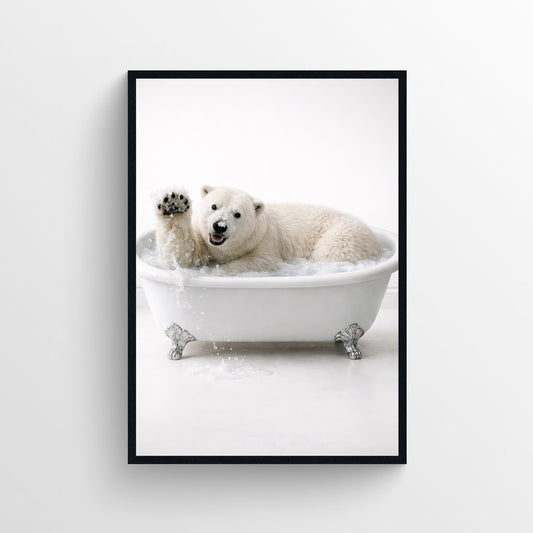 Polar Bear Animal Bathroom Tub Poster