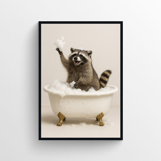 Raccoon Animal Bathroom Tub Poster