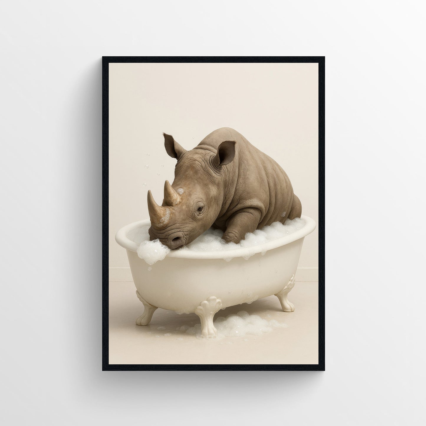 Rhino Animal Bathroom Tub Poster