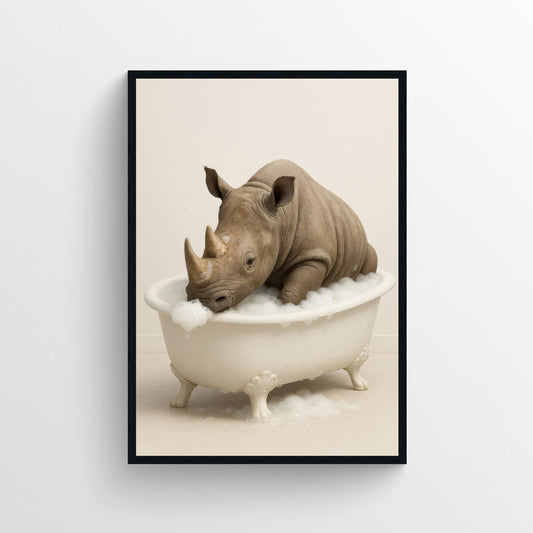 Rhino Animal Bathroom Tub Poster